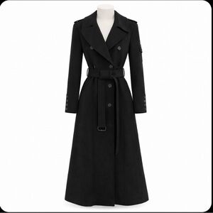 Vintage Burberry Cashmere Blend Maxi Trench Coat, Black,12
